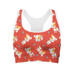 Cartoon Jack Russell Terrier Print Women's Sports Bra