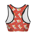 Cartoon Jack Russell Terrier Print Women's Sports Bra