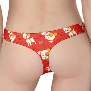 Cartoon Jack Russell Terrier Print Women's Thong