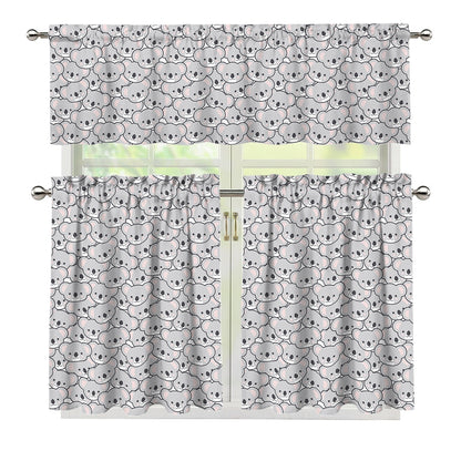 Cartoon Koala Pattern Print 3 Piece Kitchen Curtains