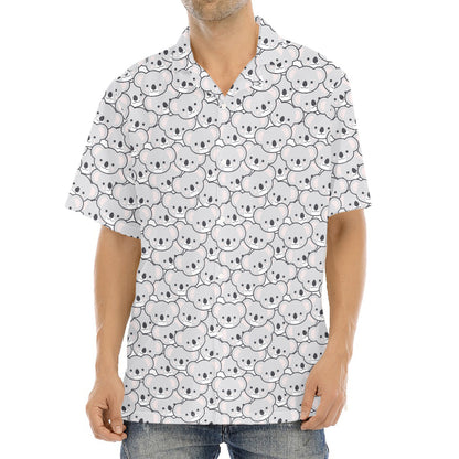 Cartoon Koala Pattern Print Aloha Shirt