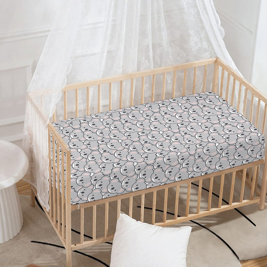 Cartoon Koala Pattern Print Baby Crib Sheet
