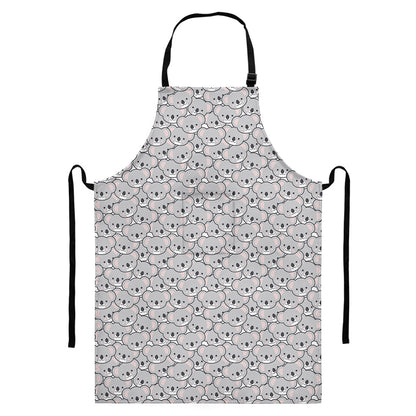 Cartoon Koala Pattern Print Bib Apron With Pocket