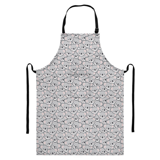 Cartoon Koala Pattern Print Bib Apron With Pocket