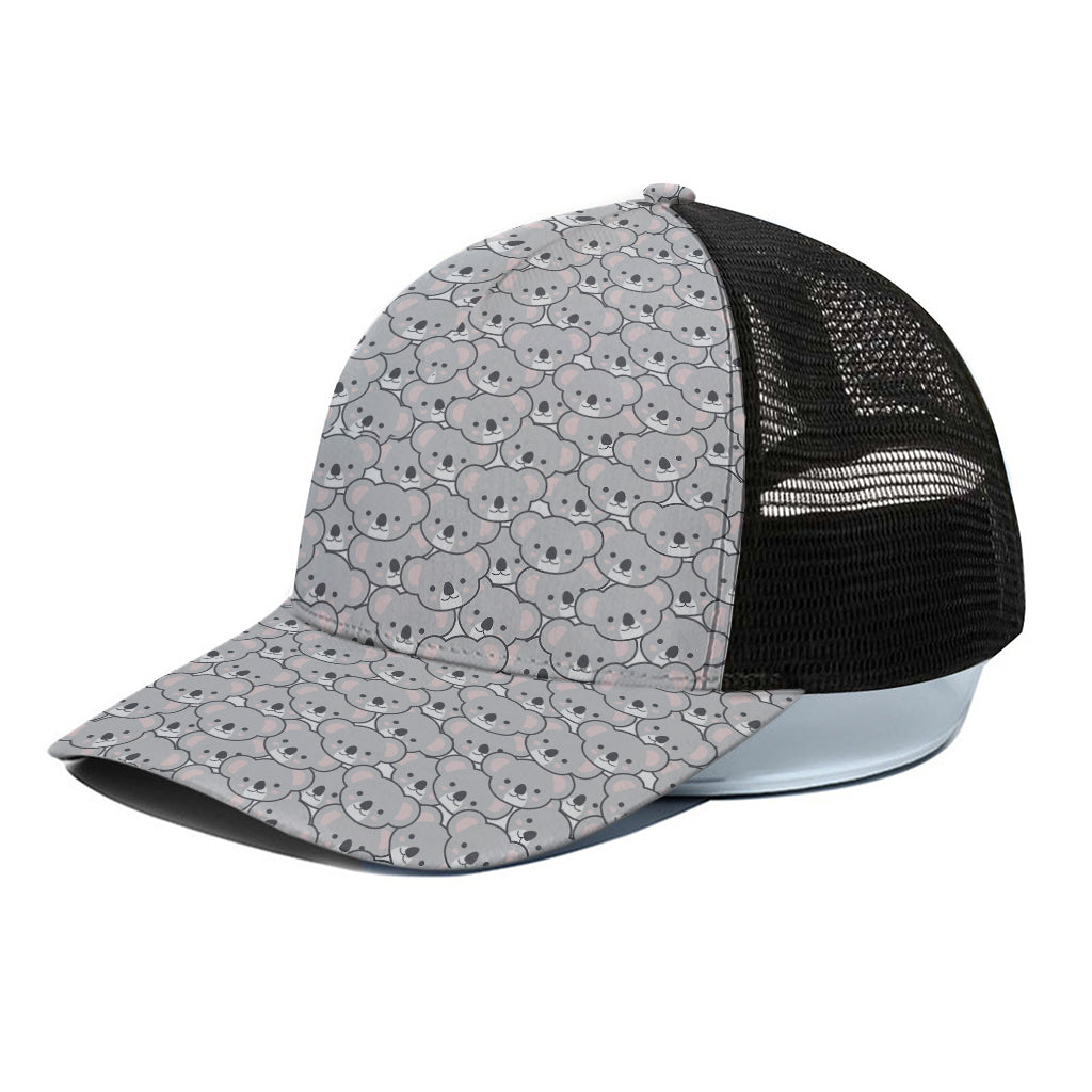Cartoon Koala Pattern Print Black Mesh Trucker Cap