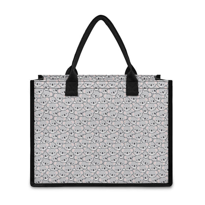 Cartoon Koala Pattern Print Canvas Tote Bag