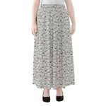 Cartoon Koala Pattern Print Chiffon Maxi Skirt