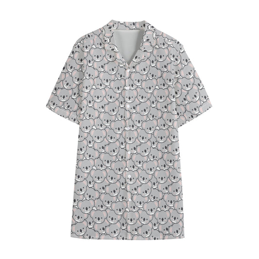 Cartoon Koala Pattern Print Cotton Hawaiian Shirt