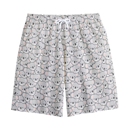 Cartoon Koala Pattern Print Cotton Shorts