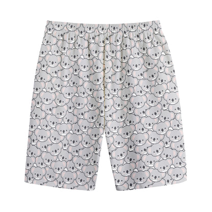 Cartoon Koala Pattern Print Cotton Shorts