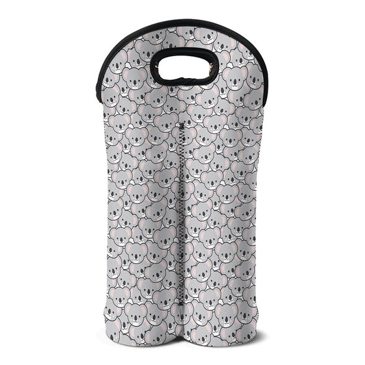 Cartoon Koala Pattern Print Double Neoprene Wine Tote