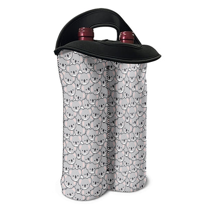 Cartoon Koala Pattern Print Double Neoprene Wine Tote