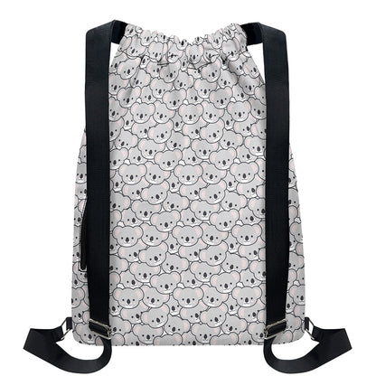 Cartoon Koala Pattern Print Drawstring Backpack