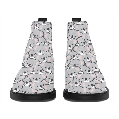 Cartoon Koala Pattern Print Flat Ankle Boots