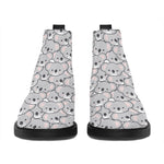 Cartoon Koala Pattern Print Flat Ankle Boots