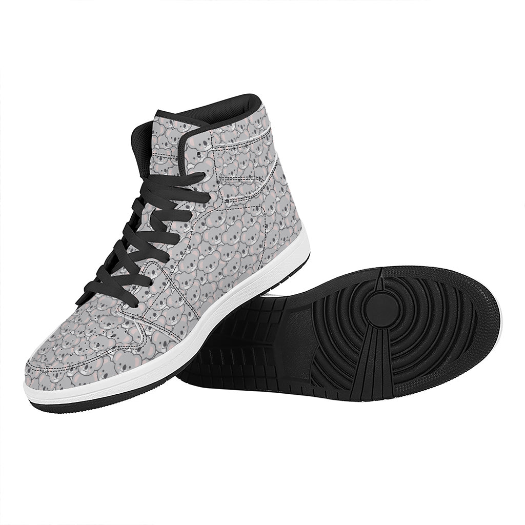 Cartoon Koala Pattern Print High Top Leather Sneakers