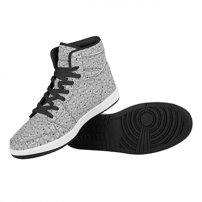 Cartoon Koala Pattern Print High Top Leather Sneakers
