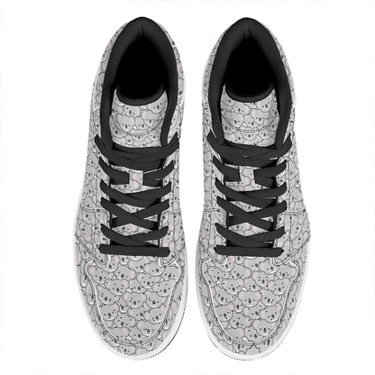 Cartoon Koala Pattern Print High Top Leather Sneakers
