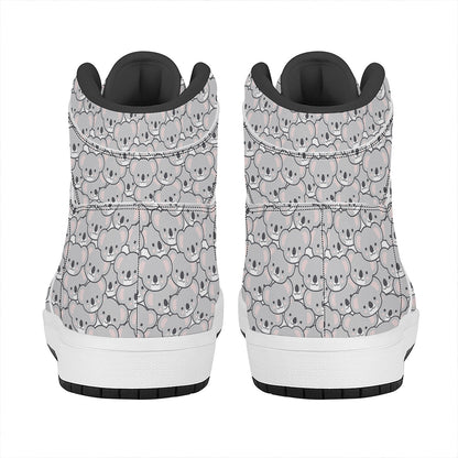 Cartoon Koala Pattern Print High Top Leather Sneakers
