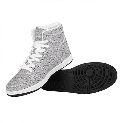 Cartoon Koala Pattern Print High Top Leather Sneakers