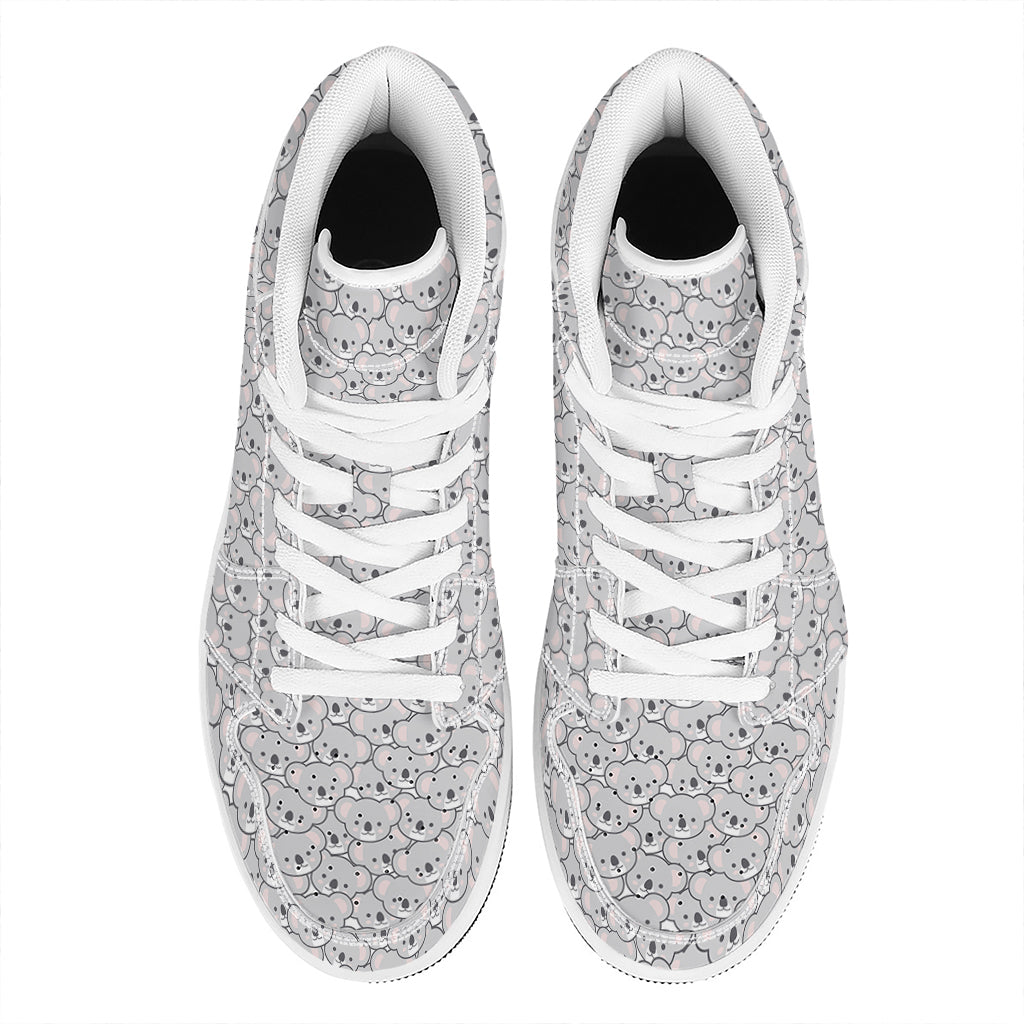 Cartoon Koala Pattern Print High Top Leather Sneakers
