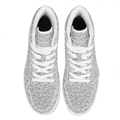 Cartoon Koala Pattern Print High Top Leather Sneakers