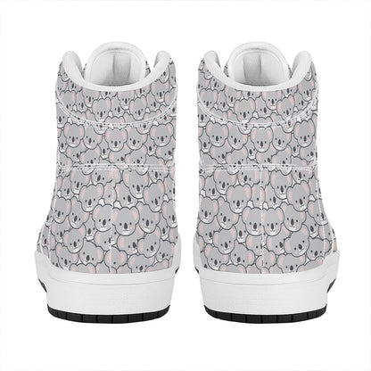 Cartoon Koala Pattern Print High Top Leather Sneakers