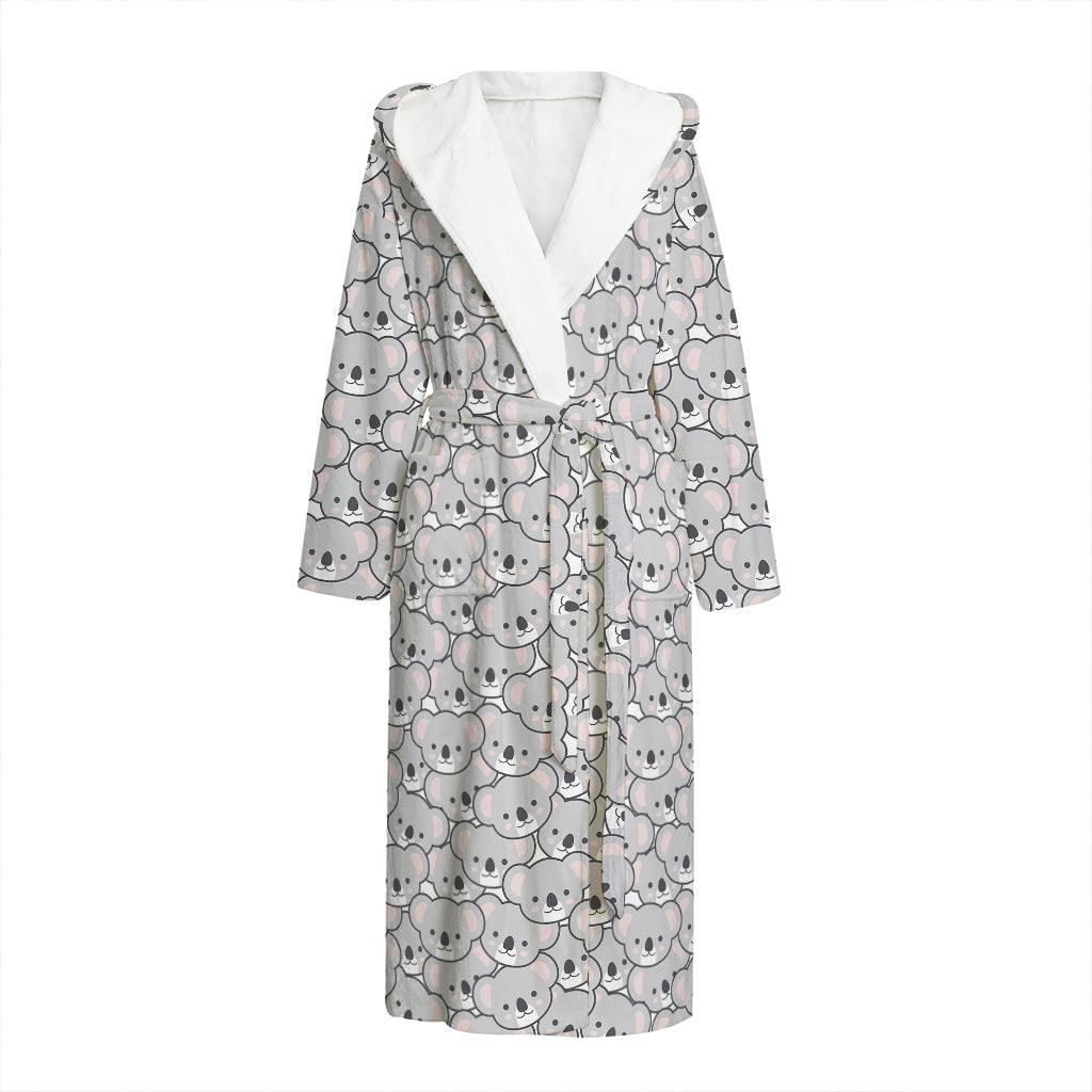 Cartoon Koala Pattern Print Hooded Bathrobe