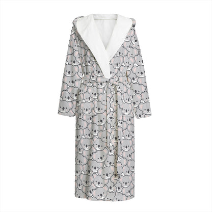 Cartoon Koala Pattern Print Hooded Bathrobe