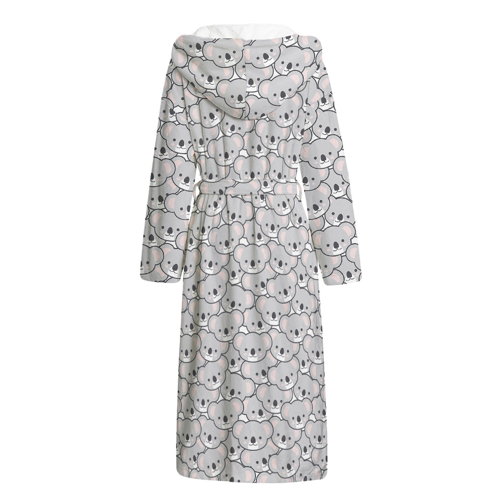 Cartoon Koala Pattern Print Hooded Bathrobe