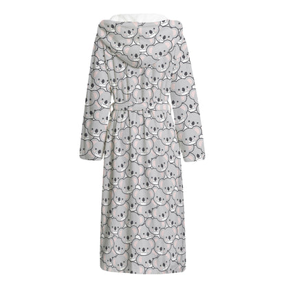 Cartoon Koala Pattern Print Hooded Bathrobe