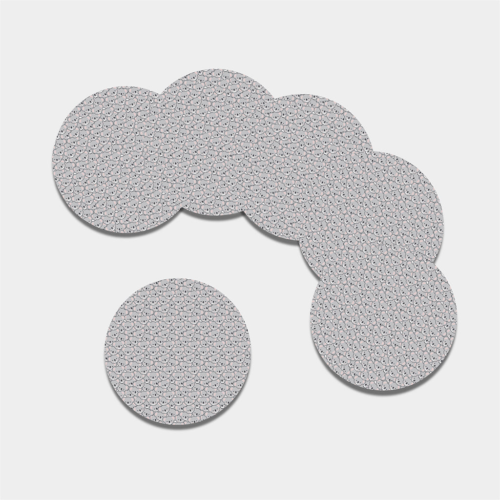 Cartoon Koala Pattern Print Leather Coaster Set