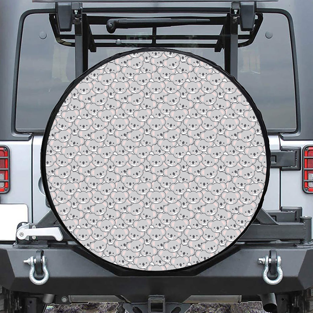 Cartoon Koala Pattern Print Leather Spare Tire Cover