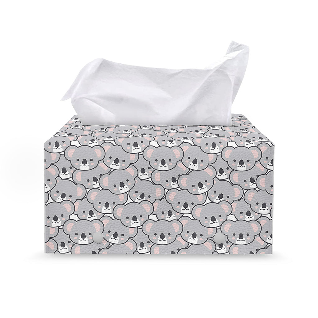 Cartoon Koala Pattern Print Leather Tissue Box Cover