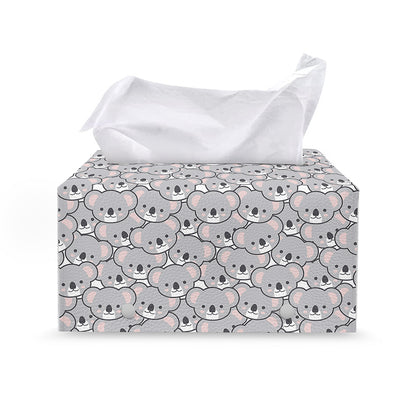 Cartoon Koala Pattern Print Leather Tissue Box Cover