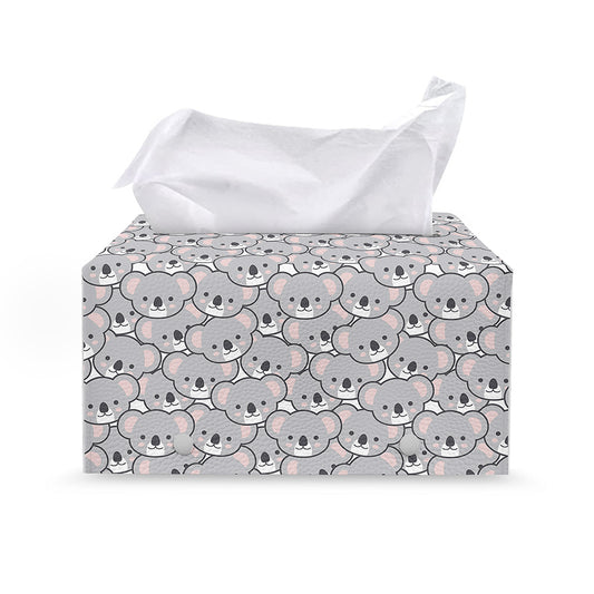 Cartoon Koala Pattern Print Leather Tissue Box Cover