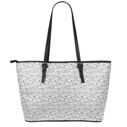 Cartoon Koala Pattern Print Leather Tote Bag