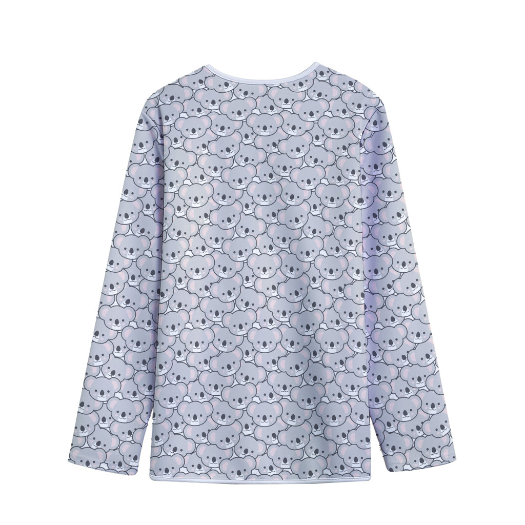 Cartoon Koala Pattern Print Long Sleeve Short Coat