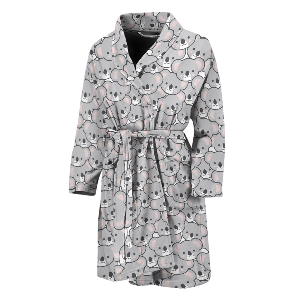 Cartoon Koala Pattern Print Men's Bathrobe