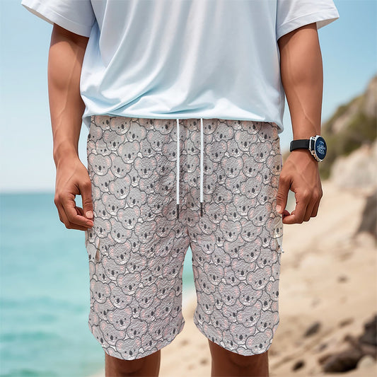 Cartoon Koala Pattern Print Men's Cargo Shorts