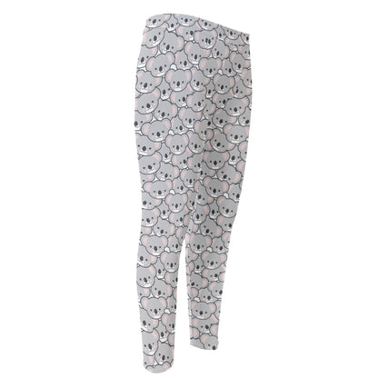 Cartoon Koala Pattern Print Men's Compression Pants