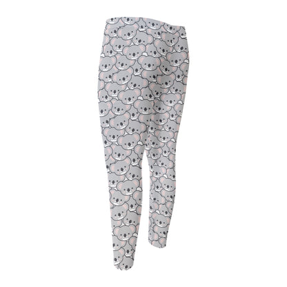 Cartoon Koala Pattern Print Men's Compression Pants