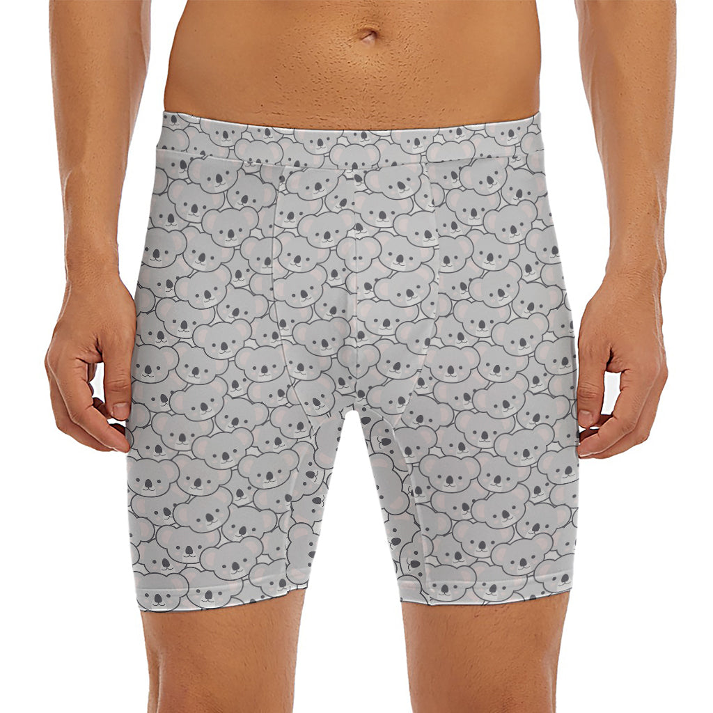Cartoon Koala Pattern Print Men's Long Boxer Briefs