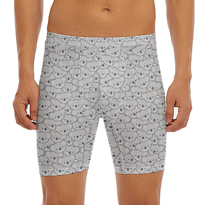 Cartoon Koala Pattern Print Men's Long Boxer Briefs
