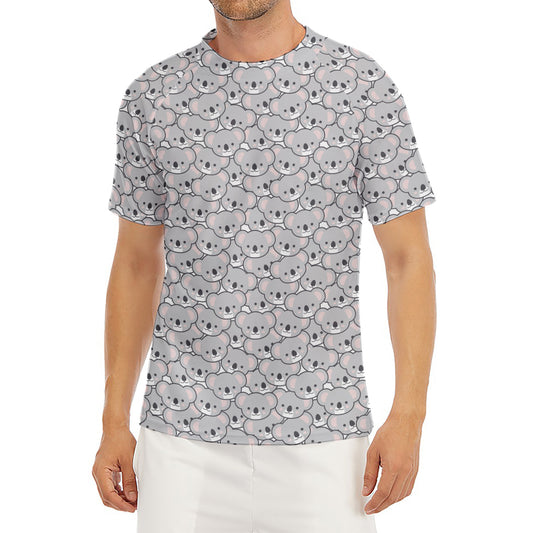 Cartoon Koala Pattern Print Men's Short Sleeve Rash Guard