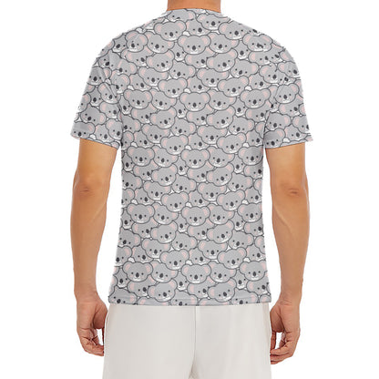Cartoon Koala Pattern Print Men's Short Sleeve Rash Guard
