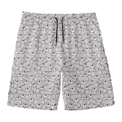 Cartoon Koala Pattern Print Men's Swim Trunks
