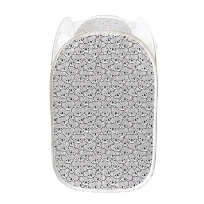 Cartoon Koala Pattern Print Mesh Laundry Hamper