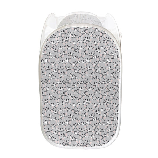 Cartoon Koala Pattern Print Mesh Laundry Hamper