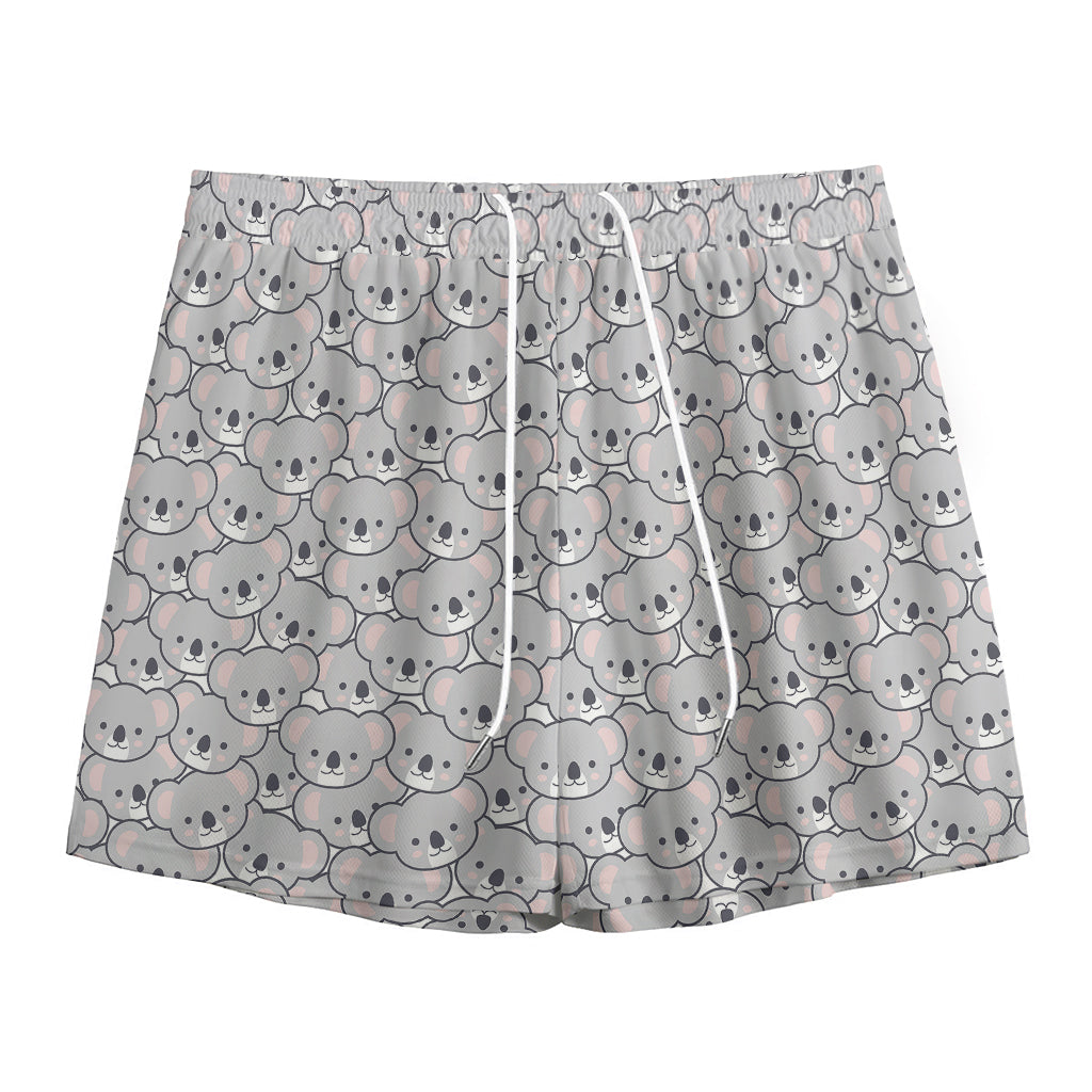Cartoon Koala Pattern Print Mesh Shorts